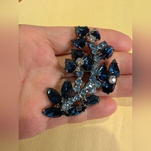 Vintage Midnight Blue and Silver Brooch